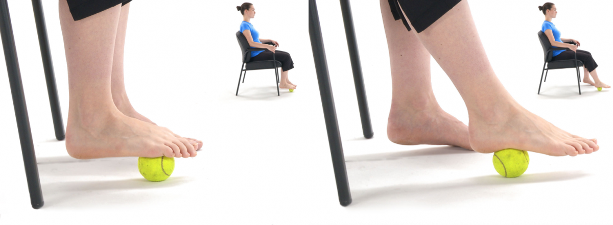 Roll plantar fascia with can, ball or frozen bottle.